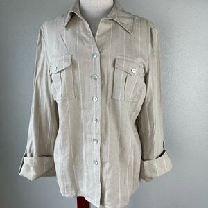 NWT Wear It Linen Blend Button Down Shirt Size M